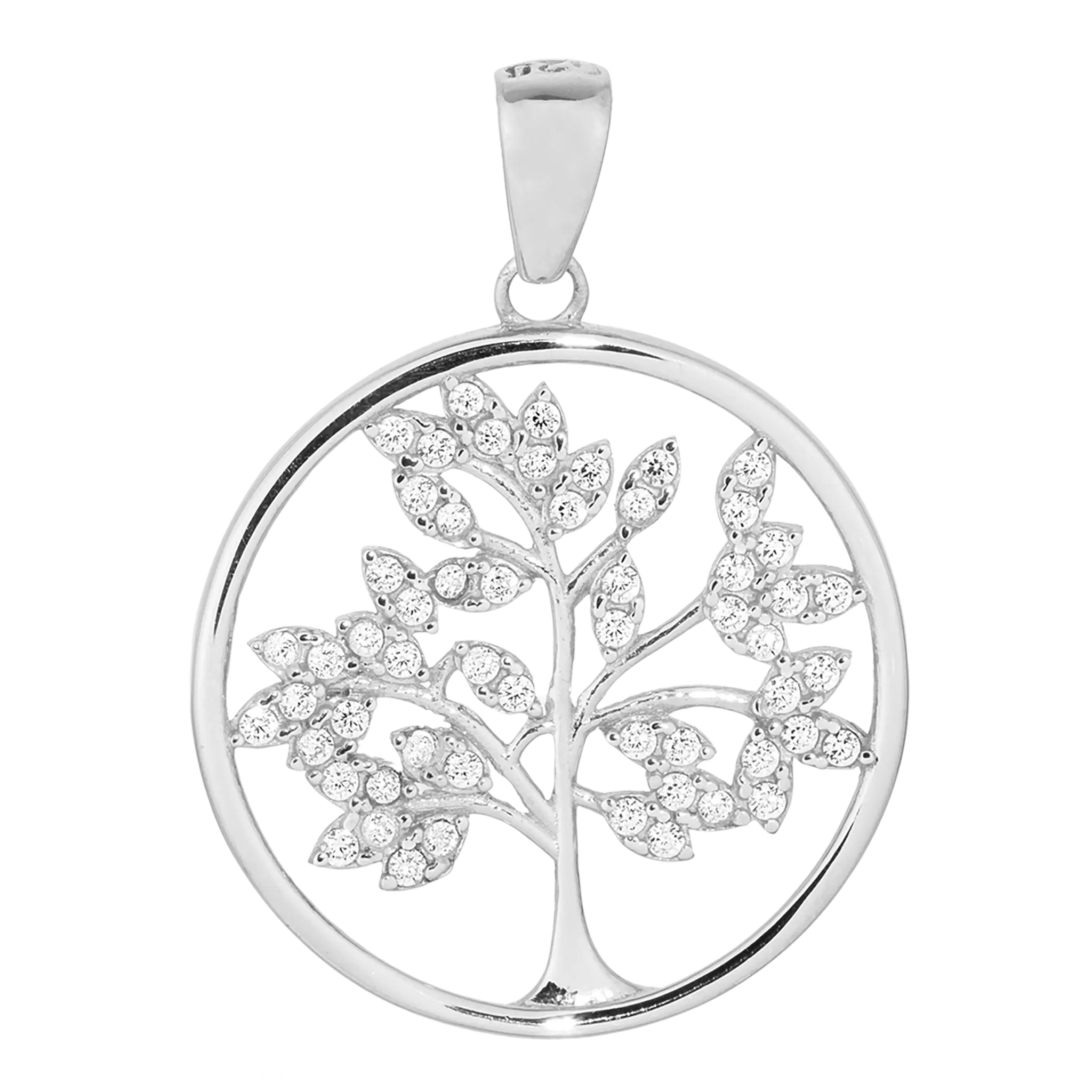 Lebensbaum-Anhänger aus 925 Sterling Silber mit Zirkonia
