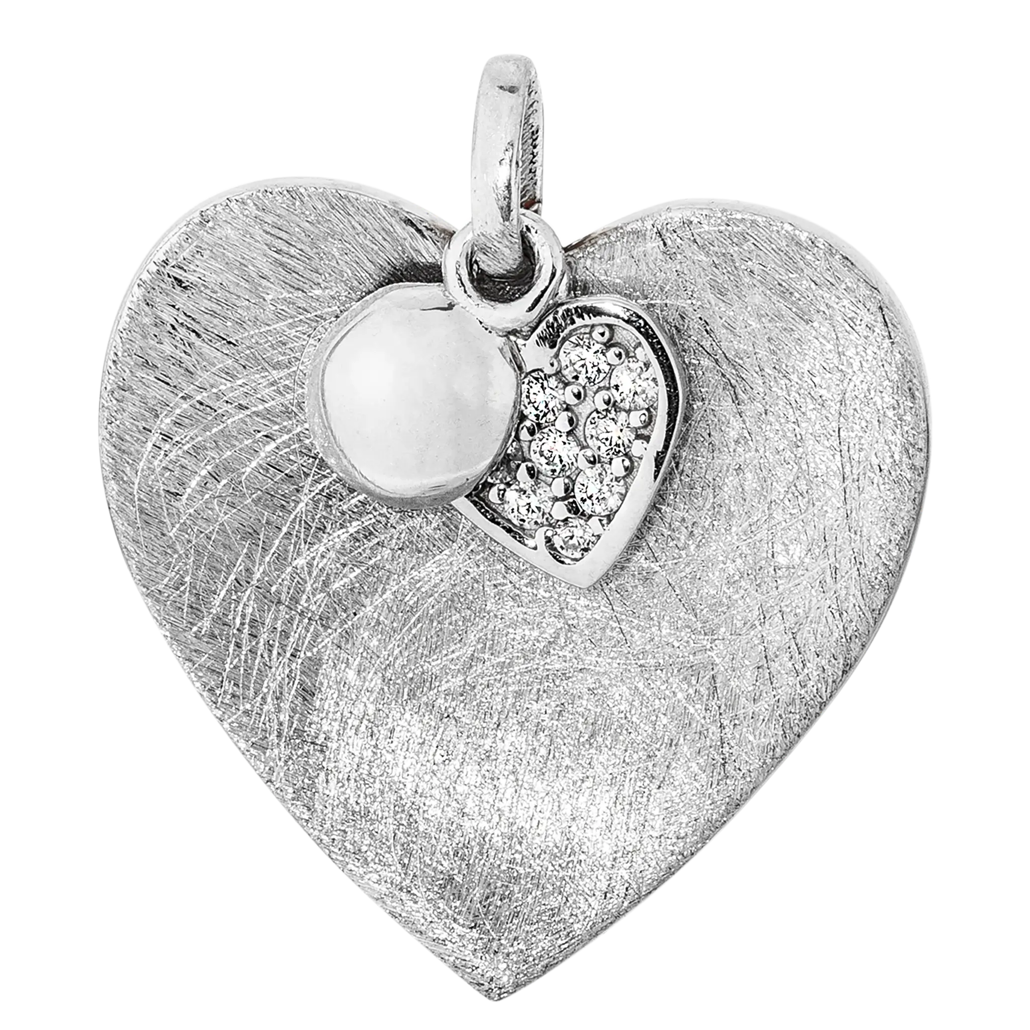 Herzanhänger aus 925 Sterling Silber mit gebürsteter Oberfläche
