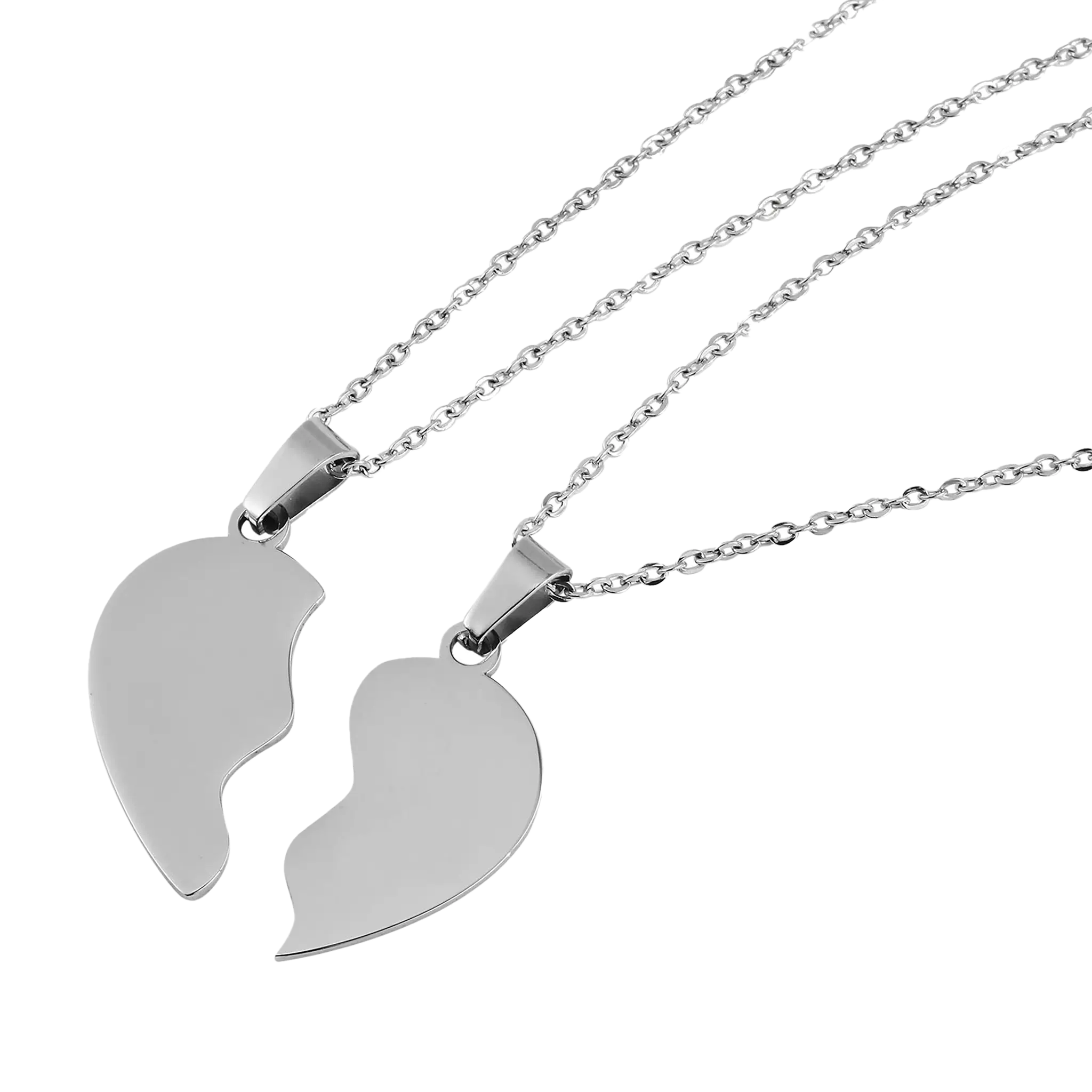 Graviertes Herz-Anhänger-Set für Paare & Freunde – Edelstahl, personalisierbar (2-teilig)