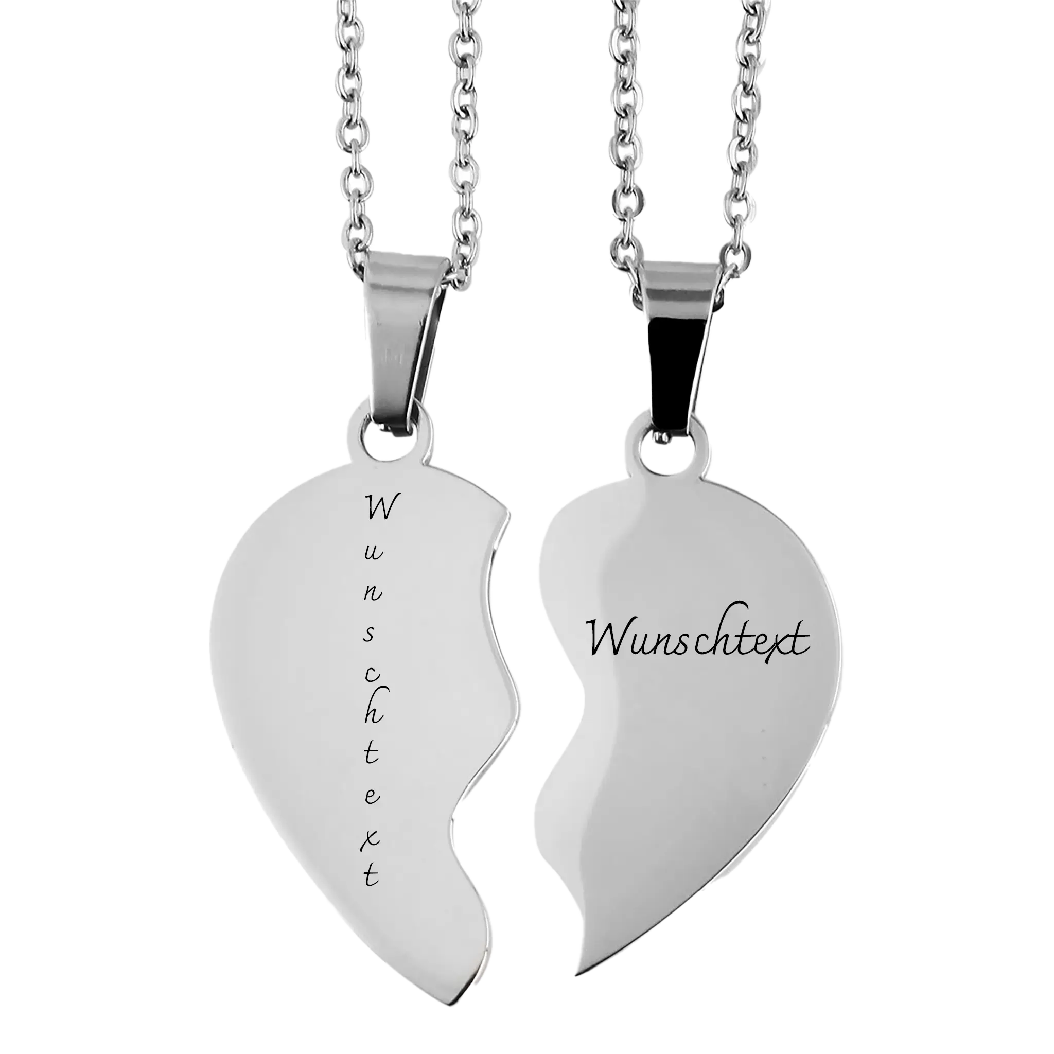 Personalisierte Partnerkette – Geteiltes Herz mit Gravur