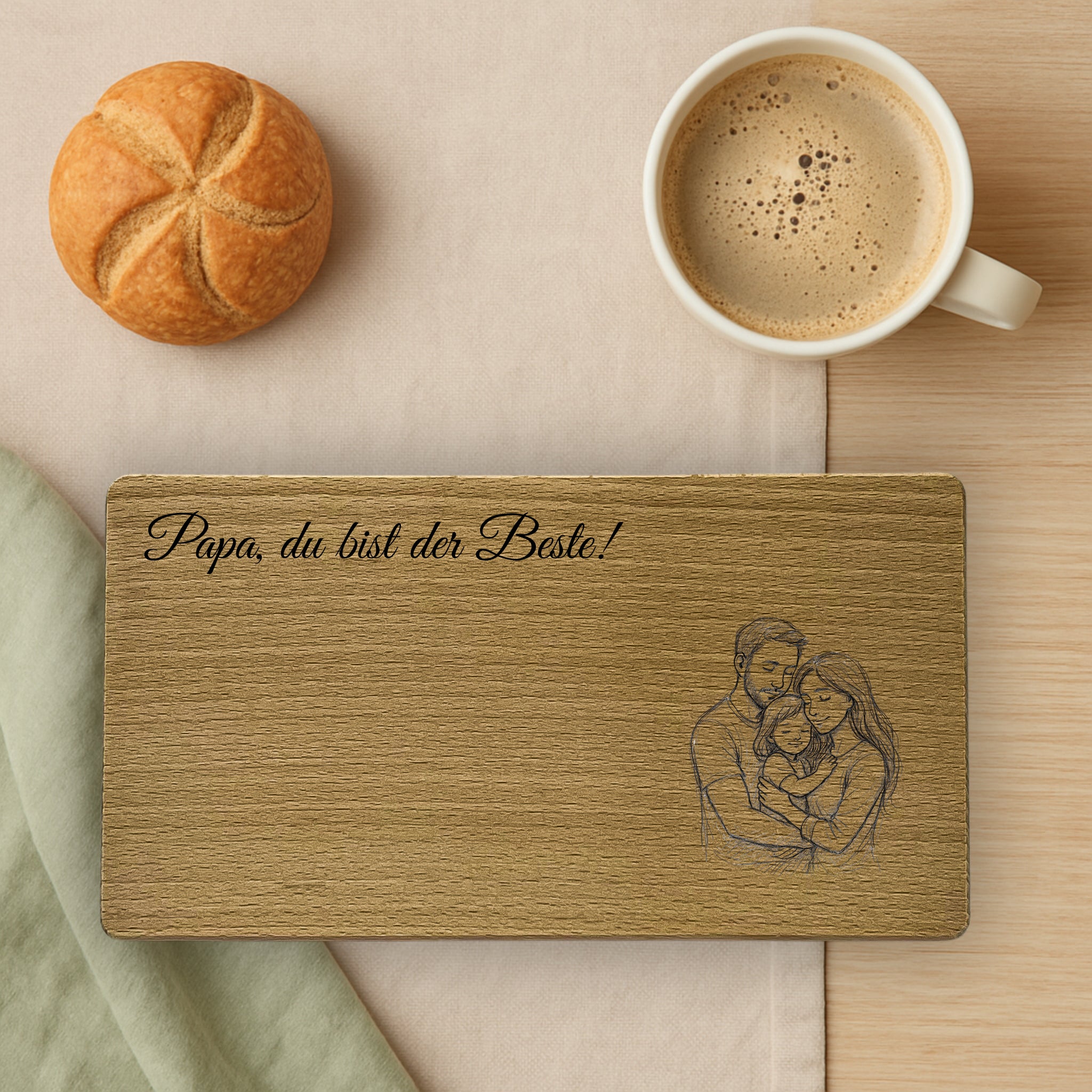 Personalisierbares Frühstücksbrett "Papa, du bist der Beste!"